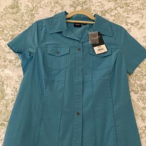 Sonoma short sleeve button teal blouse with stretch - New with tags